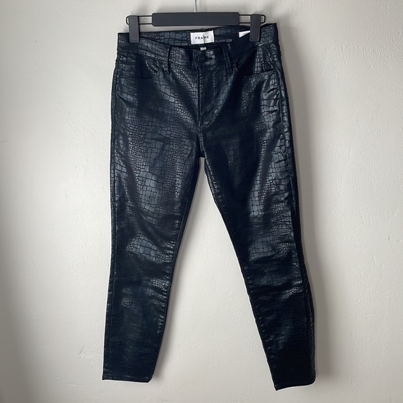 NWOT Frame Skinny croc jeans - Picture 4 of 9